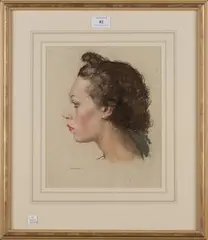 William Dennis Dring, Head and Shoulders Portrait of a Lady in Profile, pastel