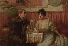 Eva Hollyer, Tea for Two, oil on canvas