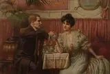 Eva Hollyer, Tea for Two, oil on canvas