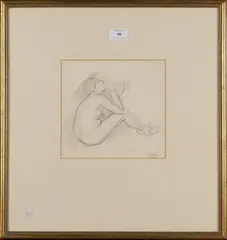Ambrose McEvoy, Seated Female Nude, pencil drawing
