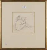 Ambrose McEvoy, Seated Female Nude, pencil drawing