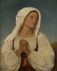 Charles Lock Eastlake, Portrait of a Continental Lady with her Hands clasped, oil on canvas