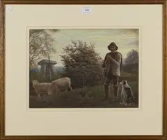 Edward Penstone, The Shepherd, watercolour
