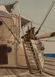 Claude Muncaster, A Starboard Ladder, watercolour and pencil