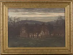 Claude Muncaster, Winter Dusk, Byworth, 1950, oil on canvas