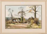 Edward Wesson, Washington from Old Storrington Road, watercolour and ink