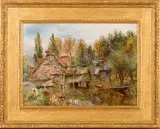William Huggins, Mill on the Thames, Mapledurham, 1878, oil on artist's board