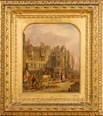 J. Webb, Street Scene, Old Nether Bow, oil on panel