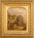 J. Webb, Street Scene, Old Nether Bow, oil on panel