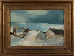 Maison dans la Neige by Jean-Claude Bourgeois, oil on panel, sold Jun 2016