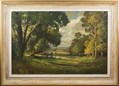 Edwin Harris, Sussex Meadow, oil on canvas