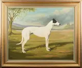 Frank L. Geere, Study of a Greyhound standing in Profile within a Landscape, oil on canvas