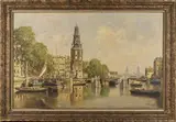 Hendrik Ten Hoven, Canal Scene in Amsterdam, oil on canvas