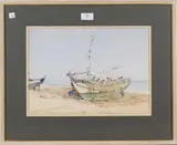 Figures on a Beached Boat by Francis Russell Flint, watercolour, sold Mar 2016