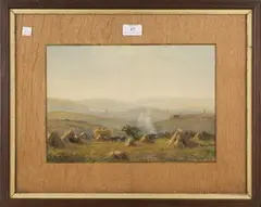 Haymaking Scene, probably Sussex by Vivian Rolt, watercolour with gouache, sold Mar 2016