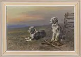 William Luker Junior, Two English Bearded Collies, oil on board