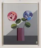 Etienne Biscarel, Study of Two Geometric Flowers, oil on canvas