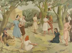 F.W. Darlington, The Apple Pickers, oil on canvas