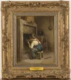 Michael Arnoux, His First Pipe, oil on panel