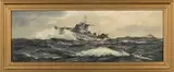 Henry Scott, H.M.S. Atherstone (L05) on Rough Seas, oil on board