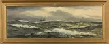 Henry Scott, Square-rigged Sailing Ship on Rough Sea, oil on board
