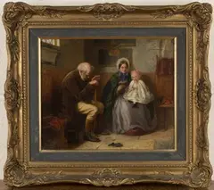 Edward Hughes, Figures in Church, 1864, oil on panel