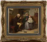 Edward Hughes, Figures in Church, 1864, oil on panel