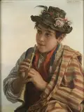Adriano Bonifazi, Italian Peasant Boy, oil on panel