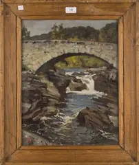 Alfred Egerton Cooper, The Bridge at Invermoriston, oil on canvas-board