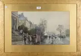 George Charles Haité, Visitors' (Figures watching a Punch and Judy Show in a Street), watercolour