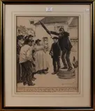William Gunning King, Speaker in a Village Square, charcoal drawing