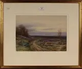 Ivy Stannard, Moorland View with Flying Ducks, watercolour
