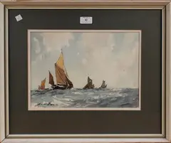 Thames Barges by Edward Wesson, watercolour, sold Dec 2015
