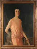 David Neave, Portrait of Woman wearing Pink Dress' (Portrait of Phyllis Mary Still), oil on canvas