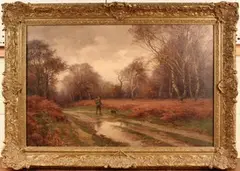 William Greaves, Figure walking along a Country Path, oil on canvas