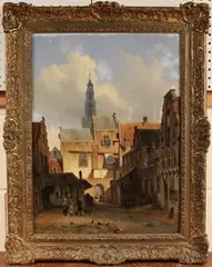 D. Pols, Street Scene in Amsterdam, oil on panel
