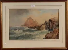 John C. Wren, Cornish Coastal View, watercolour