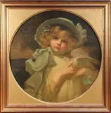 Frank O. Salisbury, Tondo Portrait of Enid, the artist's niece, wearing a Bonnet