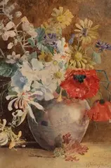 Helen Allingham, Still Life Study of Flowers in a Vase, watercolour