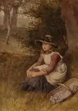Charles Edward Wilson, A Rest by the Way, Surrey, watercolour