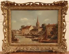 The Quayside, Norwich by Arthur E. Davies, oil on board, sold Dec 2015
