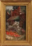 Joseph Ogden, Flowers in a Cottage Garden, oil on panel