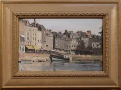 Paul M. Gunn, Honfleur Inner Harbour, oil on panel