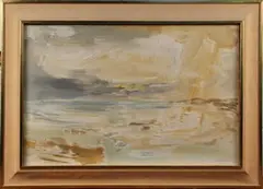 John Hitchens, Lowtide Sunset Bay, oil on canvas