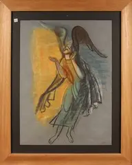 Hans Feibusch, Study of an Angel, charcoal and pastel