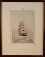 Rowland Langmaid, The Cutty Sark, monochrome etching