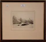 Rowland Langmaid, St Paul's, Blackfriars, monochrome etching