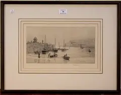 Rowland Langmaid, St Ives Harbour, monochrome etching