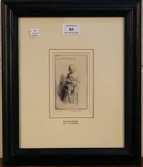 La Petite Modèle by Eileen Soper, monochrome etching, sold Sep 2015