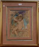 William Stephen Coleman, Study of a Child in a Tree, watercolour